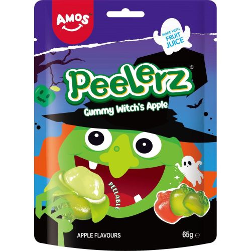 Amos Halloween Peelerz Witch’s Apple желирани бонбони ябълка, белещи се (65 г)