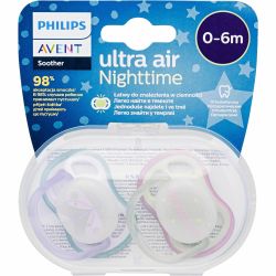 Avent Ultra Air ортодонтски залъгалки нощ, 2 бр., 0 - 6 месеца (1 бр.)