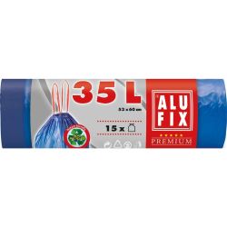 Alufix Premium сини торби за отпадъци с връзки, 35 л (15 бр.)