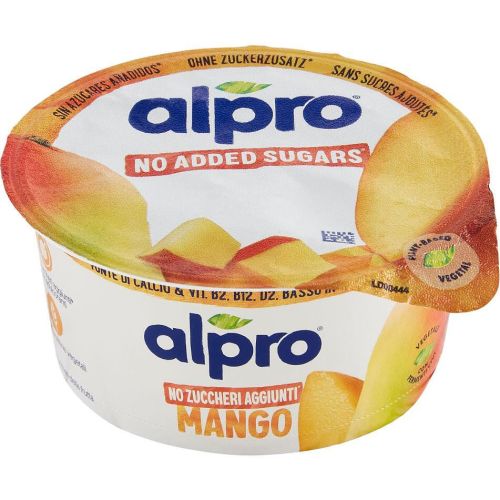 Alpro заквасен соев продукт манго, без захар, с калций и витамини (135 г)