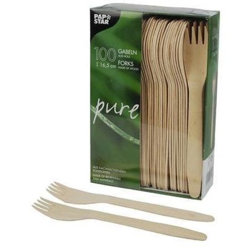 Papstar Pure дървени вилици, 165 мм (100 бр.)