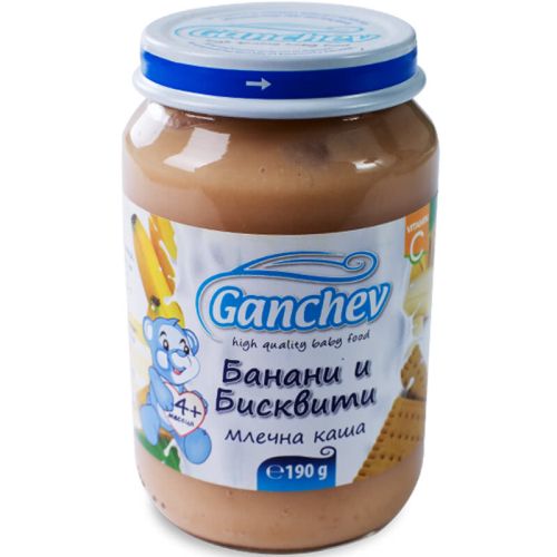 Ганчев пюре млечна каша с банани и бисквити (190 г)