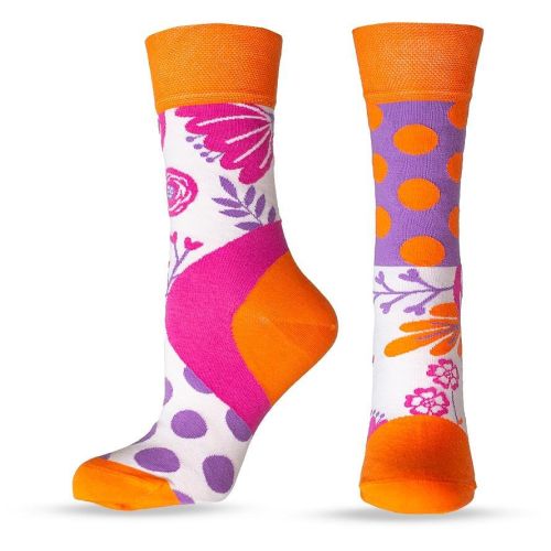 Happy Foottopia чорапи оранжеви цветя памук 80%, размер 39 - 42 (1 бр.)