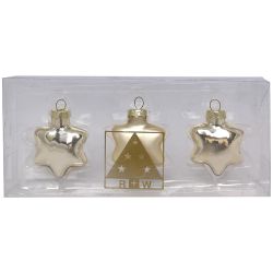 Играчка за елха, сребристи звезди, стъкло, 5 см, 3 бр. (1 бр.)