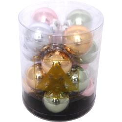 Коледни топки пастелини, 4 см, 16 бр. (1 бр.)