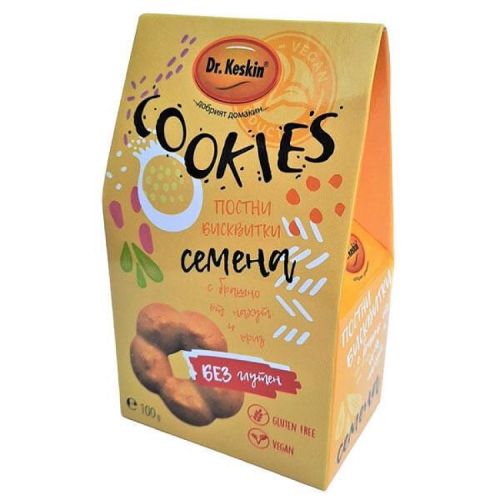 Dr. Keskin Cookies постни бисквити със семена, без глутен (100 г)