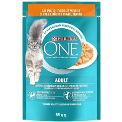 Purina One Adult мини филета в сос, мокра храна за котки в зряла възраст, с пиле и зелен фасул (85 г)