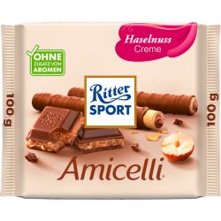 Ritter Sport Amicelli пълнен млечен шоколад с лешников крем и вафлени парченца (100 г)