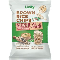 Livity оризов чипс супер семена сусам, мак и хумус (60 г)