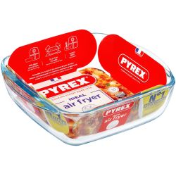 Pyrex стъклен съд за Air Fryer, квадратен, 1 л, 20 см х 17 см х 6 см (1 бр.)