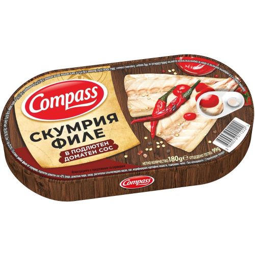 Компас скумрия филе в подлютен доматен сос (180 г)