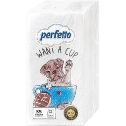 Perfetto еднопластови сгънати салфетки с печат, 33 см х 33 см (35 бр.)