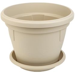 Саксия гербер диаметър 20 см бежова с подложка (1 бр.)