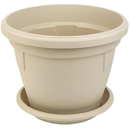 Саксия гербер диаметър 20 см бежова с подложка (1 бр.)