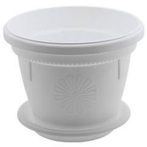 Саксия гербер диаметър 20 см бяла с подложка (1 бр.)