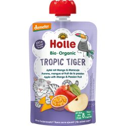 Holle Tropic Tiger био пауч с ябълка, манго и маракуя (100 г)