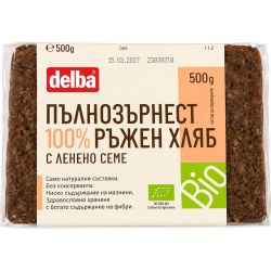 Delba био пълнозърнест ръжен хляб с ленено семе (500 г)