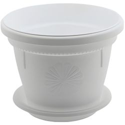 Саксия гербер диаметър 17 см бяла с подложка (1 бр.)