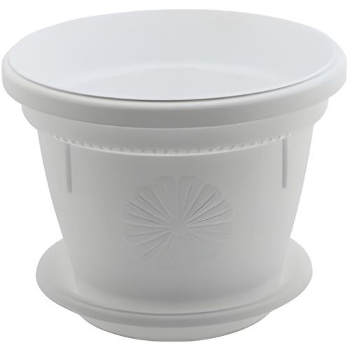 Саксия гербер диаметър 17 см бяла с подложка (1 бр.)