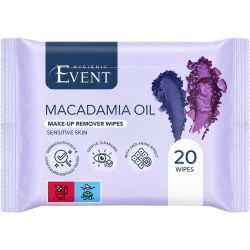 Event Macadamia Oil мокри кърпички за грим за чувствителна кожа (20 бр.)