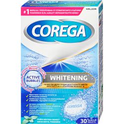 Corega Whitening таблетки за почистване на протези (30 бр.)