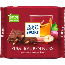 Ritter Sport Rum Trauben Nuss млечен шоколад със стафиди в ром и лешници (100 г)