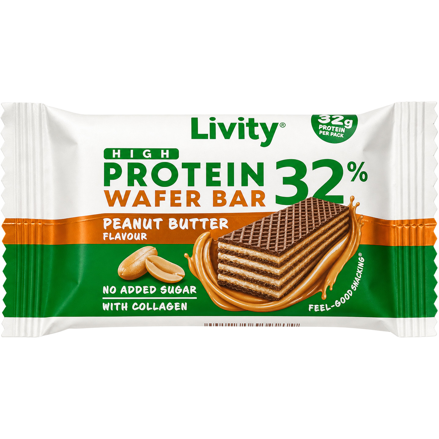 Livity Livity протеинова вафла с фъстъчено масло на цена от 1.69 € за 38 г ...