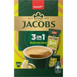 Jacobs 3in1 Pistachio разтворима кафе напитка, 24 бр. х 11.1 г (266.4 г)