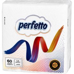 Perfetto бели салфетки, сгънати, 1/4 (60 бр.)