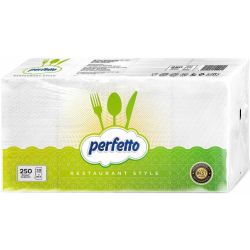 Perfetto бели еднопластови сгънати салфетки, 33 см х 33 см (250 бр.)