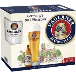 Paulaner бира промопакет, 3 бр. х 500 мл с чаша (1.5 л)