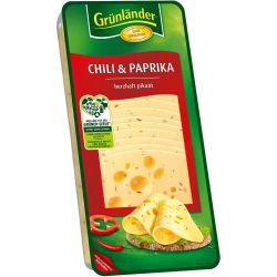 Grünländer пикантно сирене с чили и чушки (500 г)