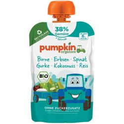 Pumpkin Organics био пюре с круша, грах, спанак, краставица и кокос (100 г)