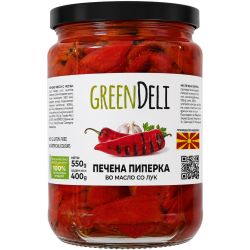 Green Deli печени чушки в растително масло с чесън (550 г)