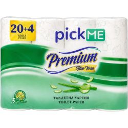 Pick Me Premium трипластова тоалетна хартия алое вера (24 бр.)