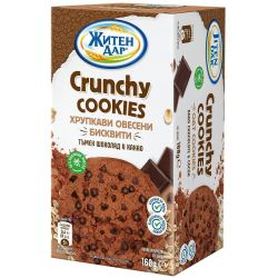 Житен дар Crunchy Cookies хрупкави овесени бисквити какао и тъмен шоколад (160 г)
