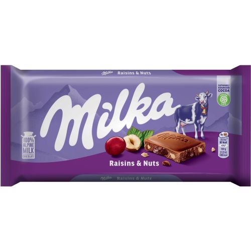 Milka Raisins & Nuts шоколад със стафиди и лешници (100 г)