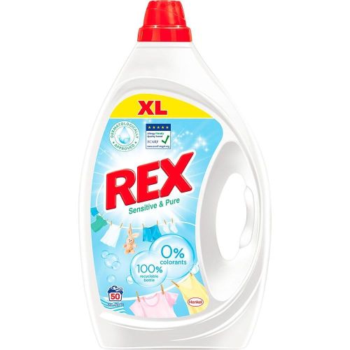 Rex Sensitive & Pure течен перилен препарат, 50 пранета (2.25 л)