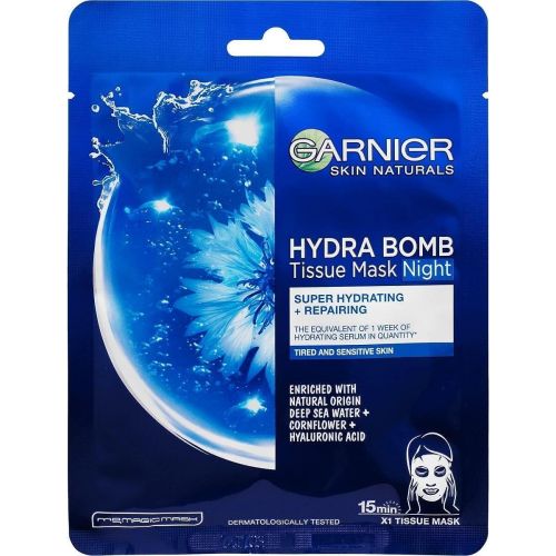 Garnier Skin Naturals Hydra Bomb нощна хартиена маска за лице (1 бр.)