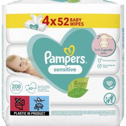 Pampers Sensitive кърпички, 4 х 52 бр. (208 бр.)