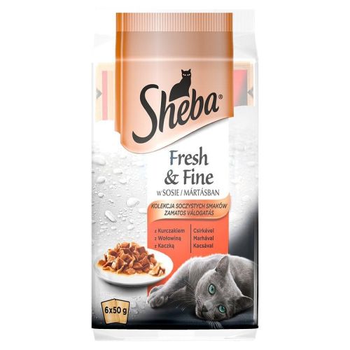 Sheba пауч мини с месо, храна за котки, 6 бр. х 50 г (300 г)