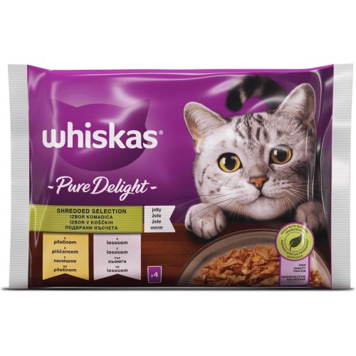 Whiskas Pure Delight пауч за котки микс, 4 бр. х 85 г (340 г)
