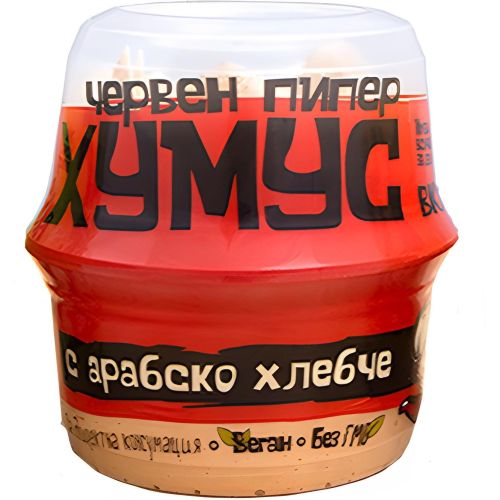 Aladin Foods хумус с червен пипер и арабско хлебче (225 г)