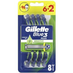 Gillette Blue3 Sensitive еднократни самобръсначки, 6 бр. + 2 бр. (8 бр.)