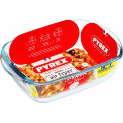 Pyrex стъклен съд за Air Fryer, правоъгълен, 1.2 л, 23 см х 15 см х 6 см, 1 бр.