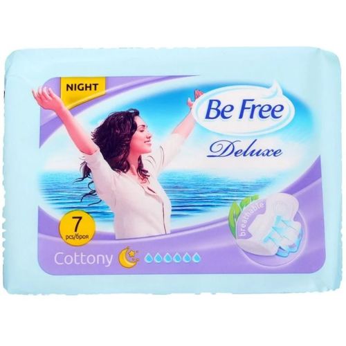 Be Free Deluxe Cottony Night памучни нощни дамски превръзки (7 бр.)