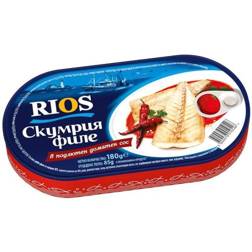 Rios скумрия филе с подлютен доматен сос (180 г)