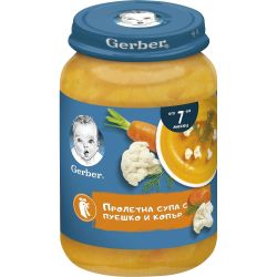 Gerber пюре пролетна супа с пуешко и копър, от 7-ия месец, бурканче (190 г)