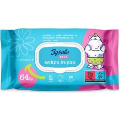 Здраве Бебе мокри кърпи с витамин Е (64 бр.)