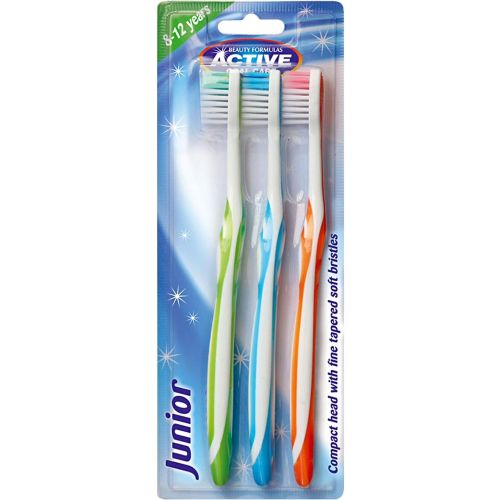 Beauty Formulas Junior детска четка за зъби с мек косъм, 8 - 12 години (3 бр.)